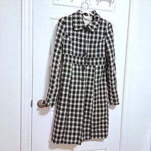 Long black and White wool blend jacket